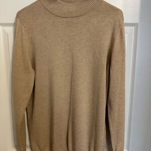 Roz & Ali Tan Turtleneck Sweater Fine-Knit Slim Fit